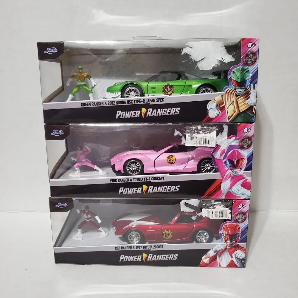 JADA Toys Power Rangers 1:24 Cars Green, Pink & Red Ranger Bundle Lot Of 3 New